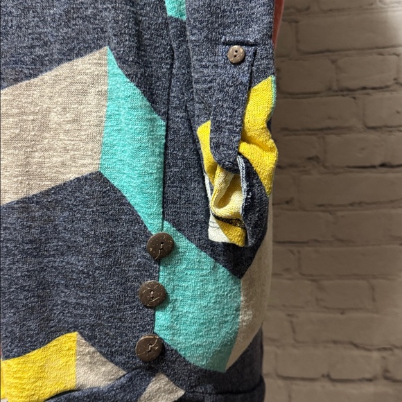 Flamingo Urban Chevron Patterned Light Sweater Women's Top with buttons accents - Picture 3 of 7